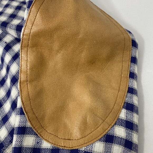 Smythe Plaid Brown Leather Linen Blazer 2 - Picture 9 of 10